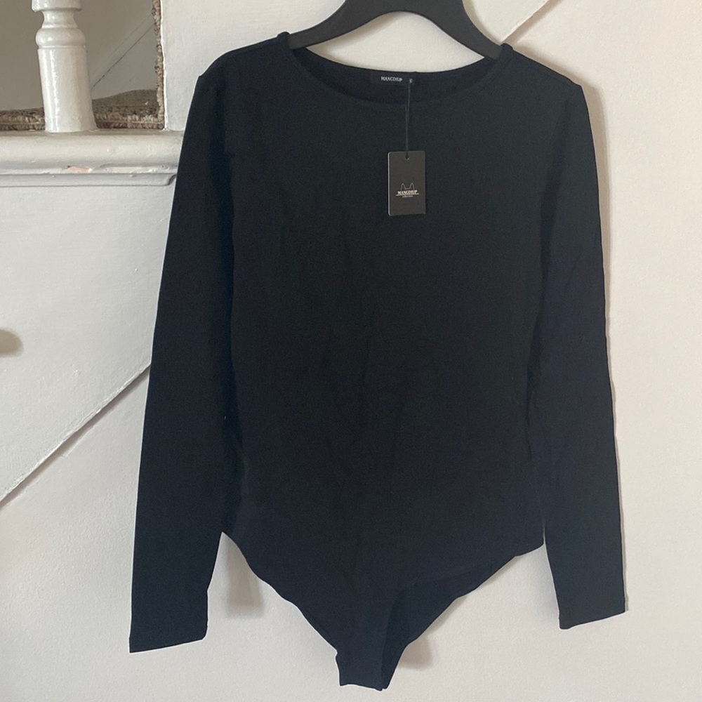Mangdiup black long sleeve body suit size small